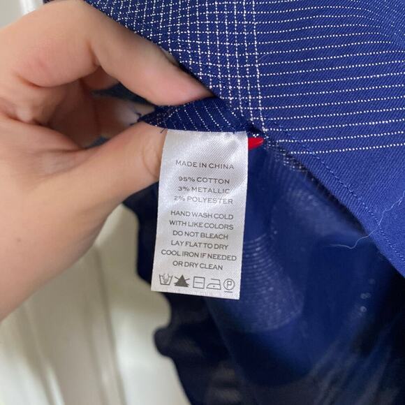 HILL HOUSE Katherine Nap Dress Navy Glitter Check Size XS Puff Sleeves - Picture 7 of 7